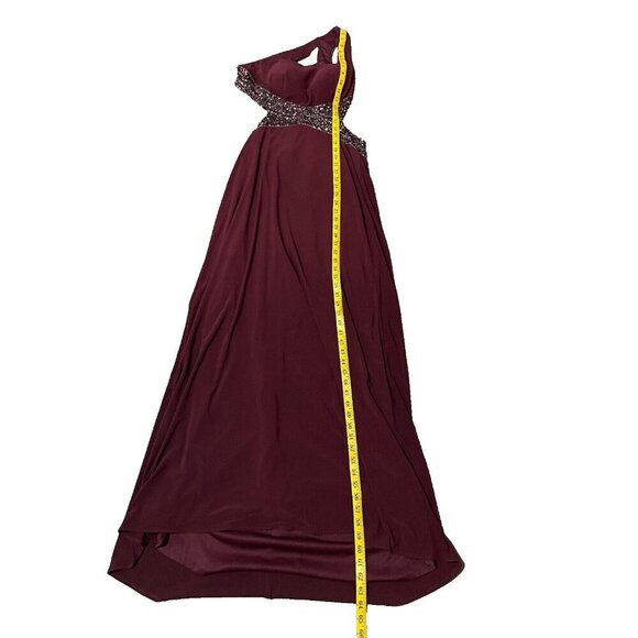 Dave & Johnny Womens burgundy red Beaded sequens Backless Prom Maxi Dress 5/6- H - Picture 3 of 8